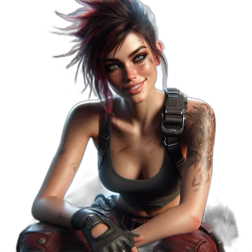 weapon, face, concept art, cyberpunk transparent PNG cut-out