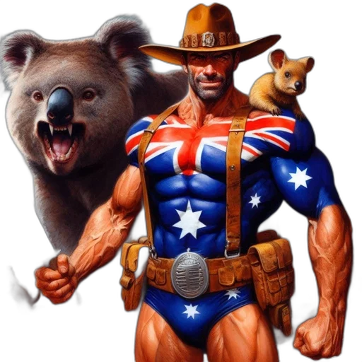animal, concept art, australian-flagged, man transparent PNG cut-out