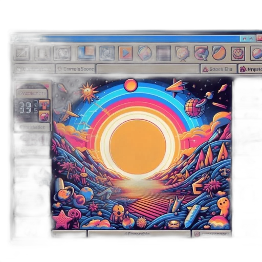 concept art, vaporwave, outer space, fire transparent PNG cut-out