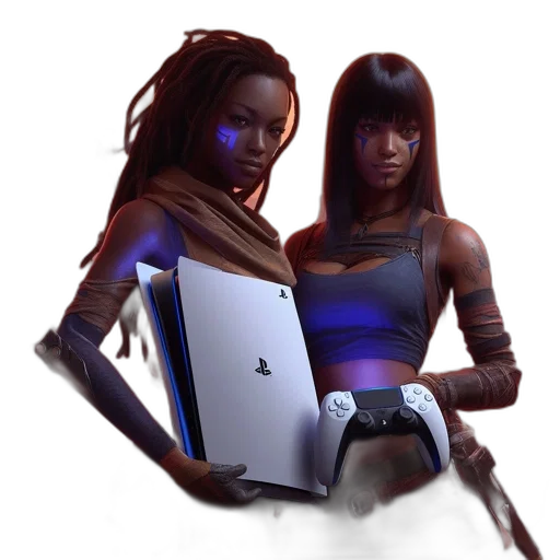 robot, staff, concept art, cyberpunk transparent PNG cut-out