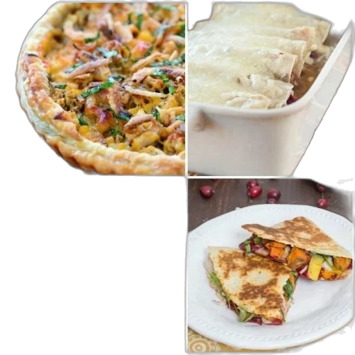 food, collage, four, different transparent PNG cut-out