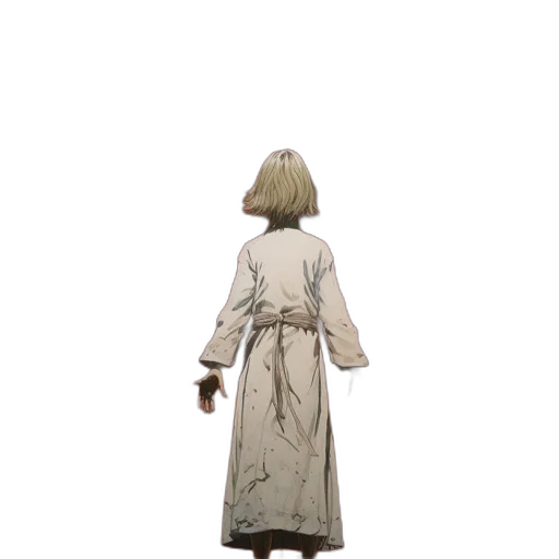 dress, jacket, staff, creature transparent PNG cut-out