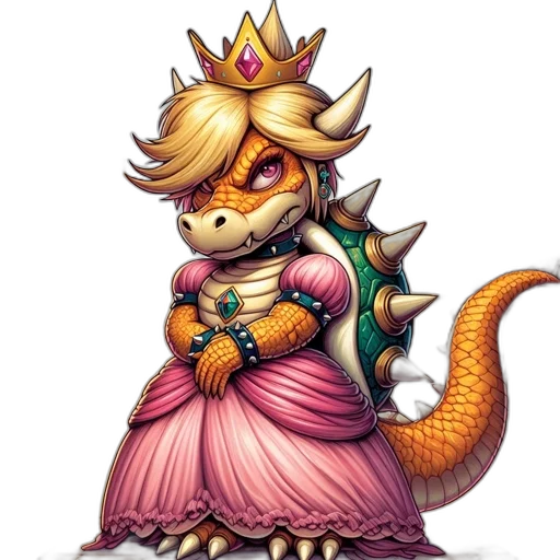 dragon, crown, dress, staff transparent PNG cut-out
