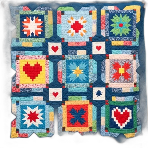 colorful, blue, quilt, variety transparent PNG cut-out