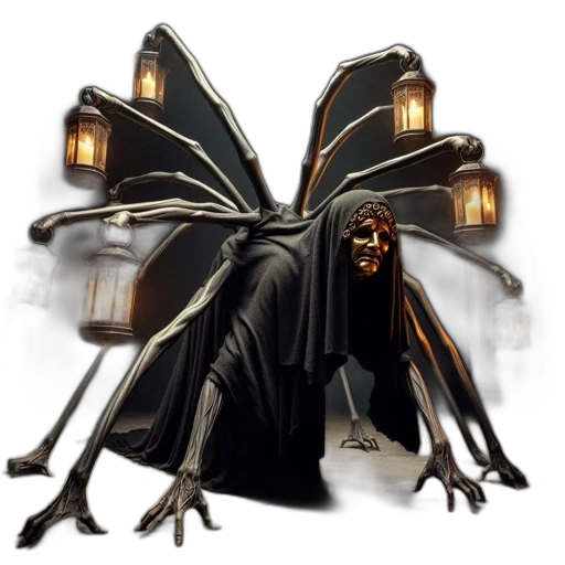 creature, mask, umbrella, staff transparent PNG cut-out