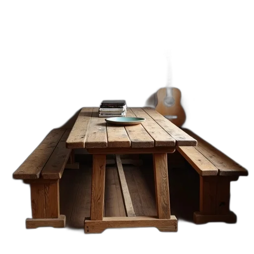 furniture, 3d render, rustic, wooden transparent PNG cut-out