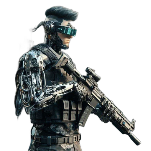 robot, weapon, cyberpunk, concept art transparent PNG cut-out