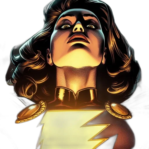 comic book art, concept art, golden, female transparent PNG cut-out
