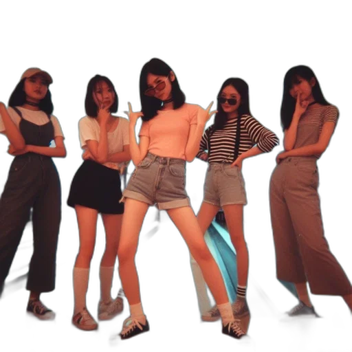 earth tones, five, young, women transparent PNG cut-out