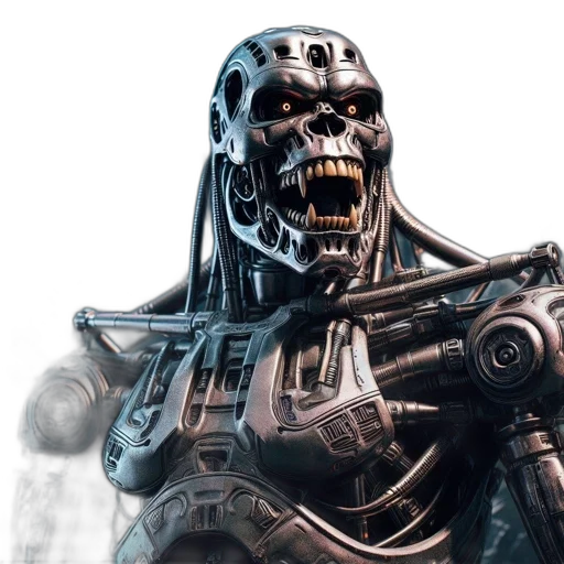 robot, concept art, 3d render, cyberpunk transparent PNG cut-out