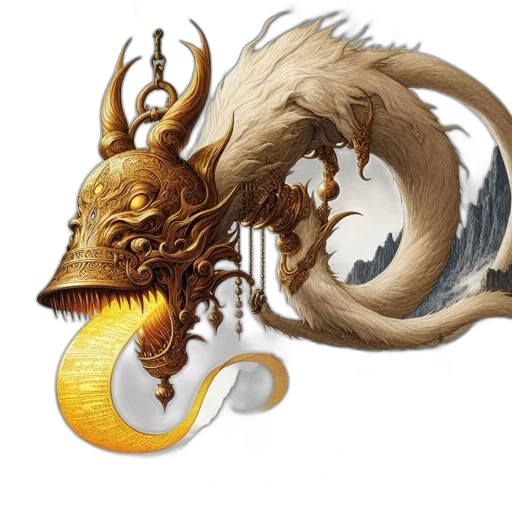 dragon, staff, mask, creature transparent PNG cut-out