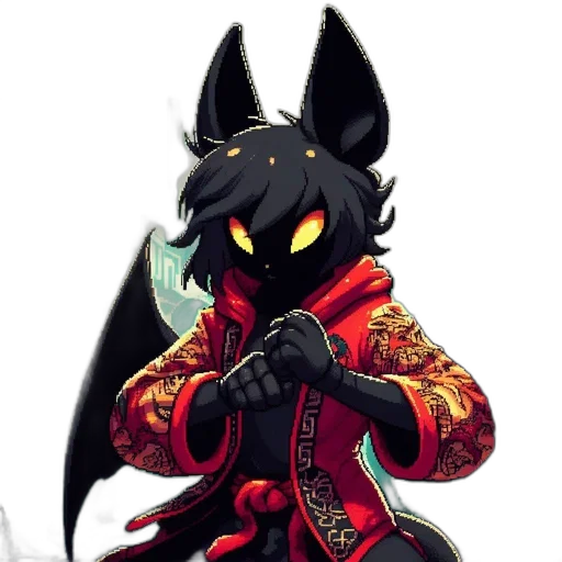 jacket, dragon, mask, staff transparent PNG cut-out