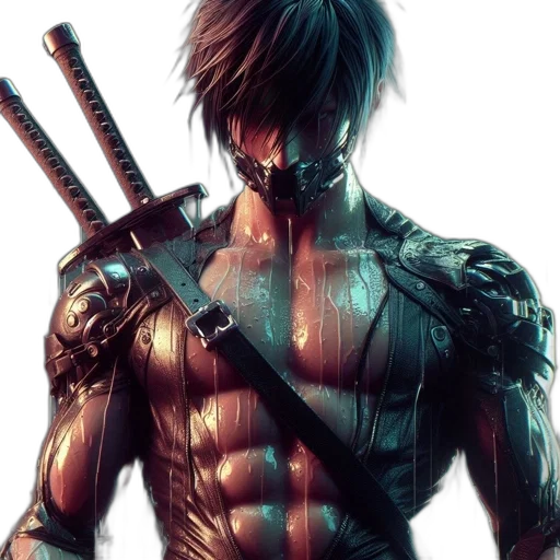 sword, weapon, robot, cyberpunk transparent PNG cut-out