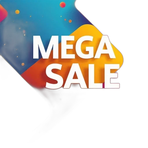 3d render, colorful, mega, sale transparent PNG cut-out