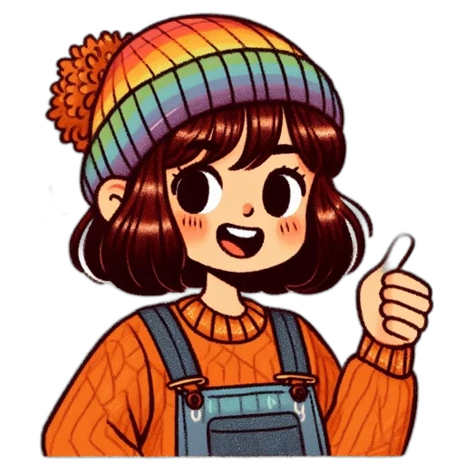hat, staff, jacket, hair transparent PNG cut-out