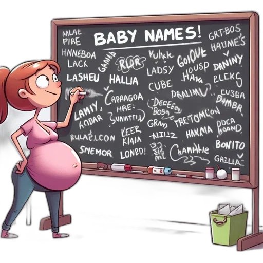 cartoon, concept art, pregnant, woman transparent PNG cut-out