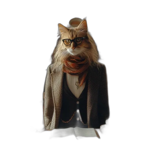 jacket, hat, staff, animal transparent PNG cut-out