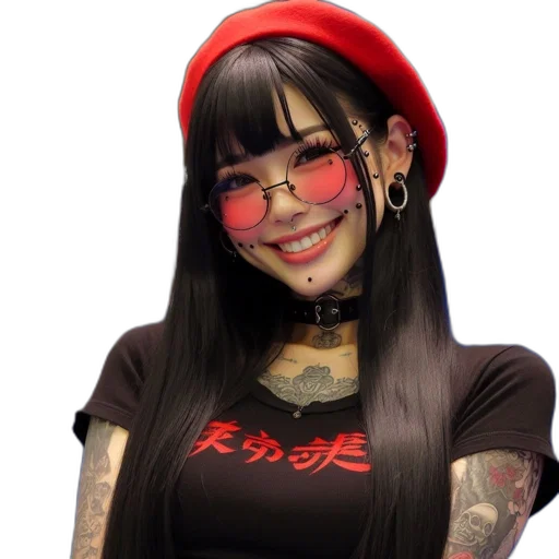 face, staff, anime, photorealistic transparent PNG cut-out