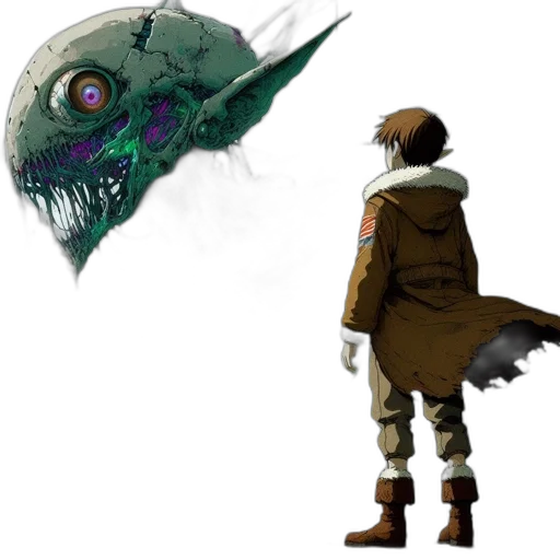 creature, mask, weapon, jacket transparent PNG cut-out