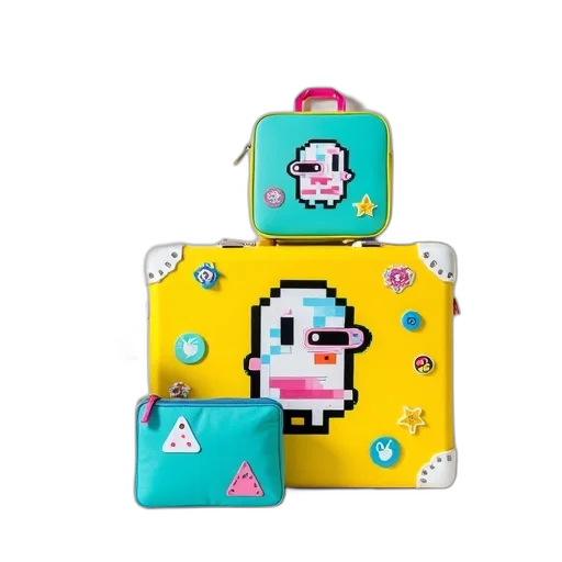 robot, pixel art, vaporwave, concept art transparent PNG cut-out