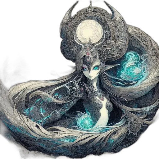dragon, creature, hair, staff transparent PNG cut-out