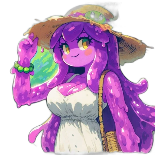 hat, dress, creature, staff transparent PNG cut-out
