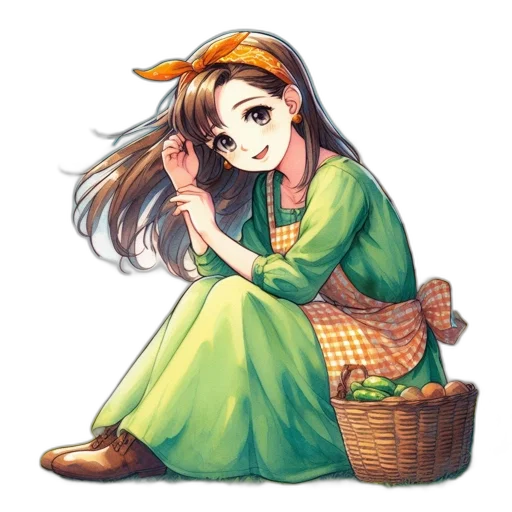 staff, dress, hat, jewelry transparent PNG cut-out