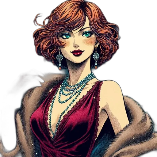 jewelry, dress, comic book art, fantasy art transparent PNG cut-out