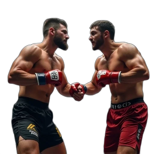 two, fighters, mma, ring transparent PNG cut-out