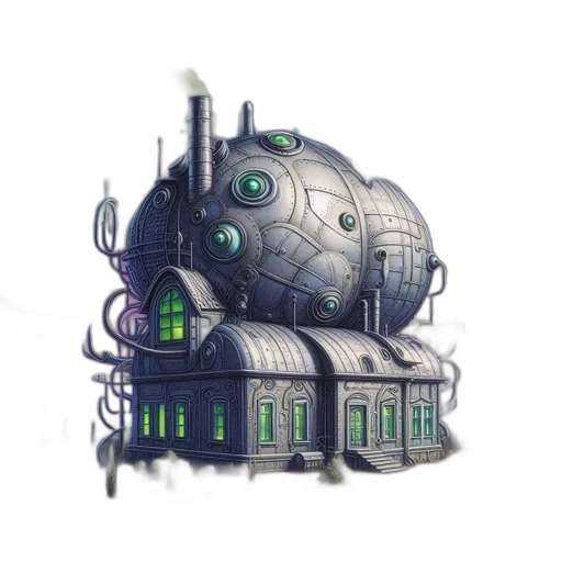 building, robot, concept art, 3d render transparent PNG cut-out