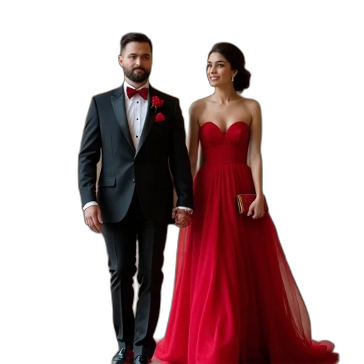 dress, red, man, woman transparent PNG cut-out