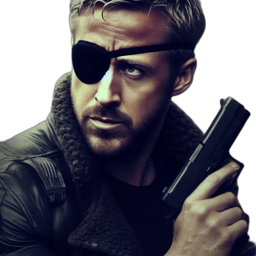 jacket, weapon, photorealistic, comic book art transparent PNG cut-out