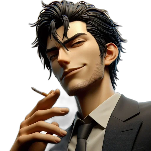 face, jacket, staff, 3d render transparent PNG cut-out