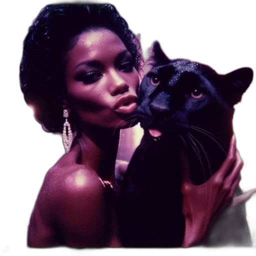 animal, photorealistic, vaporwave, woman transparent PNG cut-out