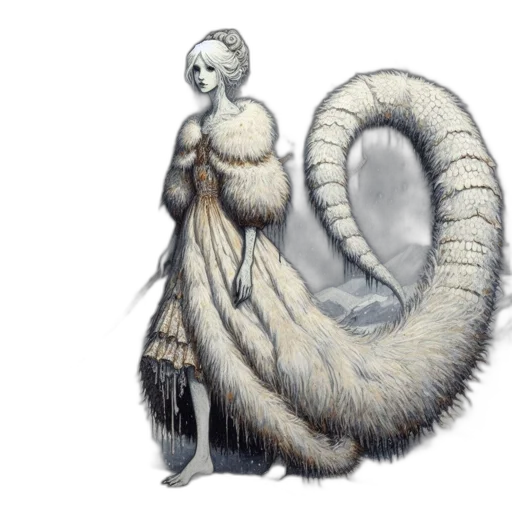 creature, hair, dress, dragon transparent PNG cut-out