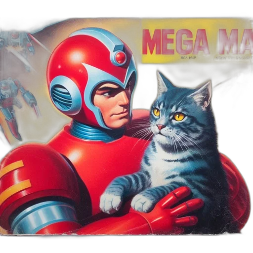 robot, comic book art, concept art, vaporwave transparent PNG cut-out