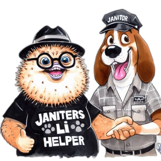 staff, cartoon, concept art, two transparent PNG cut-out
