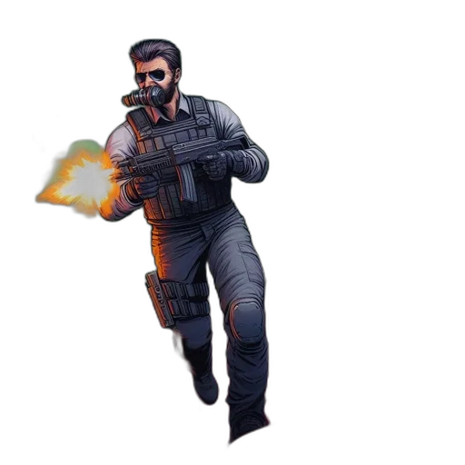 weapon, mask, jacket, staff transparent PNG cut-out