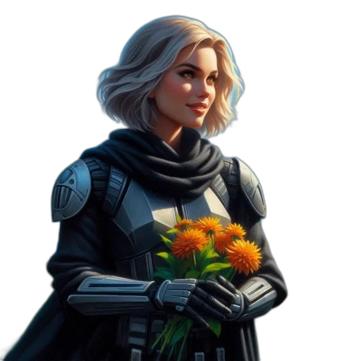 flower, robot, jacket, face transparent PNG cut-out