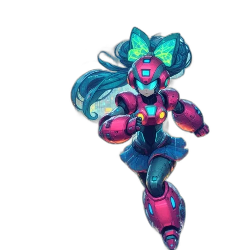 robot, concept art, pixel art, vaporwave transparent PNG cut-out