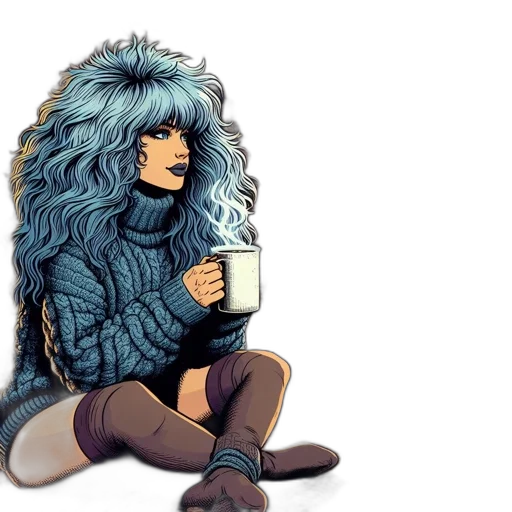 hair, comic book art, pixel art, fantasy art transparent PNG cut-out