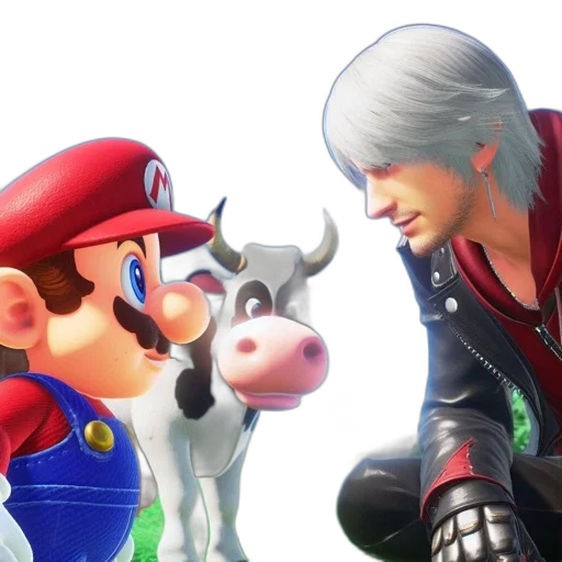 two, characters, mario, lookalike transparent PNG cut-out