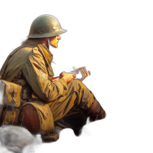 weapon, hat, jacket, staff transparent PNG cut-out