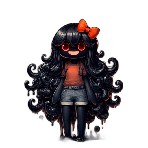 hair, creature, flower, staff transparent PNG cut-out