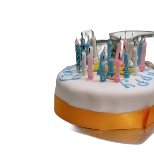 3d render, birthday, cake, candles transparent PNG cut-out