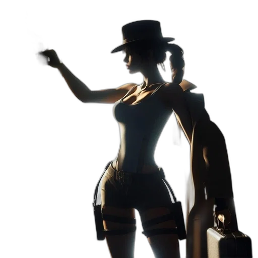staff, hat, dress, weapon transparent PNG cut-out
