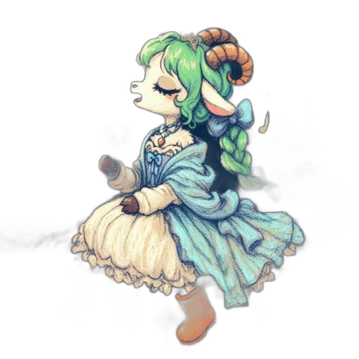 dress, staff, flower, creature transparent PNG cut-out