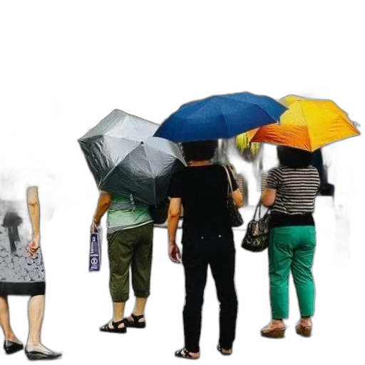 umbrella, hat, jacket, staff transparent PNG cut-out