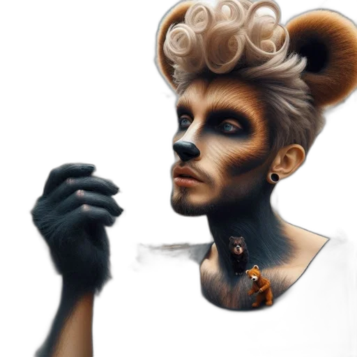 face, mask, hair, staff transparent PNG cut-out