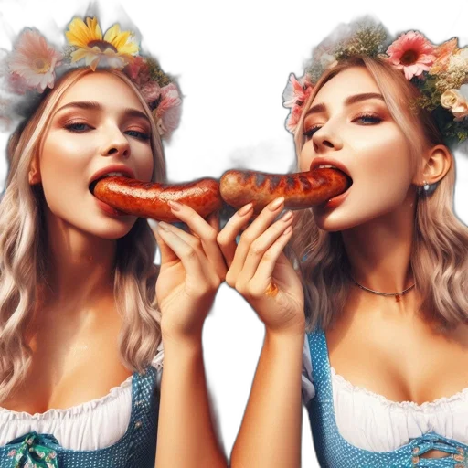 food, photorealistic, two, women transparent PNG cut-out
